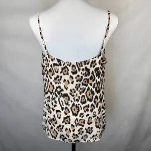 Socialite Tank Cami Sz L Beige V Neck Animal Print Lace Trim Spaghetti Straps thumbnail 4