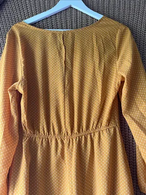 Como Vintage Mustard Yellow Polka Dot Long Sleeve Dress thumbnail 7