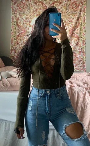 Long Sleeve Lace Up BodySuit thumbnail 1