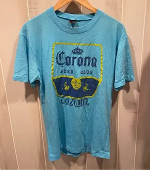 Vintage 80s blue Corona Beer Club single stitch t-shirt fun Cozumel spring break thumbnail 1