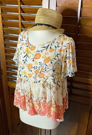 Coco + Jaimeson Bali Floral Babydoll Blouse thumbnail 1