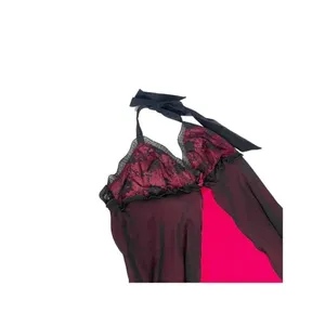 Darjeeling Red/Black Sheer Nightdress Sleepwear‎ Sightgown size M/L FR 40 thumbnail 3