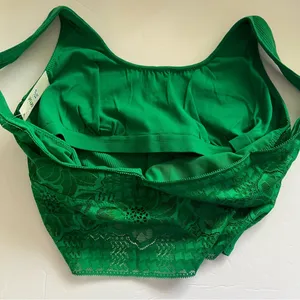 Aerie Holiday Best Lace Waffle Longline Bralette in Everglade Size M New thumbnail 6