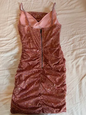 Hello Molly Pink Sequin Ruched Bodycon Mini Dress Party Cocktail thumbnail 2