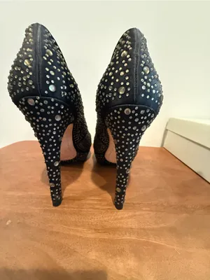 BCBGMaxAzria Black Crystal-Studded Pointed-Toe Pumps thumbnail 3