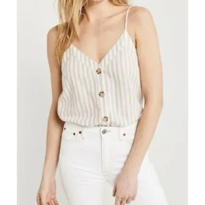 ✨Abercrombie Striped Linen Button Front Sz Large Tank✨ thumbnail 2