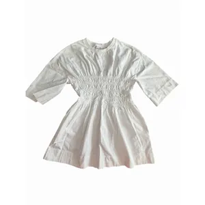 GANNI Top Shirt Women's Small Shirred Blouse Organic Cotton Jersey White #KL6-1 thumbnail 2