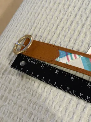Talbots Women's Brown Leather Trim Madras Plaid Belt Size XL Gold Buckle thumbnail 6