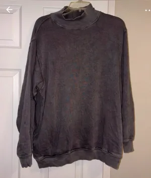 Aerie Relaxed Mock Neck Crewneck Sweater — Washed Charcoal thumbnail 1