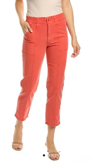 Mother The Springy Ankle Elastic Waist Jeans in a hot coral pink size 33 thumbnail 1