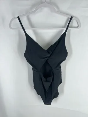 Aerie Twist Cutout One Piece Swimsuit Black Size M NWT thumbnail 2