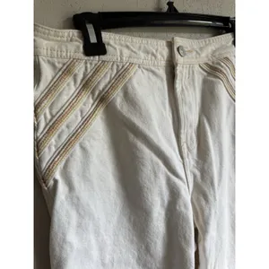 We the Free White Tan Embroidered Stripe Wide Leg Jeans Womens 29 Festival thumbnail 2