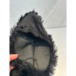 Black Shaggy Faux Fur Boot Covers Rave Festival Monster Leg Warmers Tinsel m/l‎ thumbnail 5