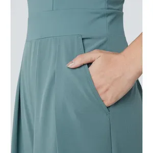 Halara Breeze Jumpsuit Size L Teal Blue Wide Leg Pockets Cross Back‎ Sleeveless thumbnail 4
