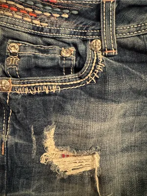 Miss Me Y2K Distressed Denim Shorts Size 30- Embroidered Waistband- EUC Vintage thumbnail 4