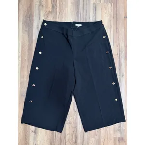 LOFT Plus Black Wide Leg Cropped Pants Side Button Detail‎ Size 18 NWT thumbnail 2