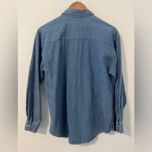 Vintage New Frontier Beaded Denim Button Up Shirt Southwestern Country Sz Small thumbnail 2