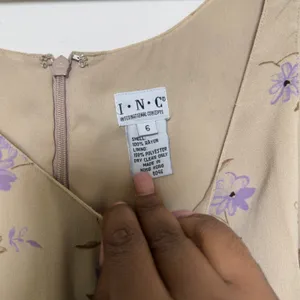 VTG 90s Women Indie Grunge‎ Maxi Jumper Dress 6 Tan Purple Floral 90s Summer thumbnail 4