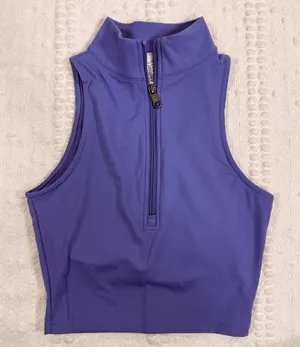 Vitality x Cosmopolitan Womens Purple Quarter Zip Athletic Crop Top Size S thumbnail 1