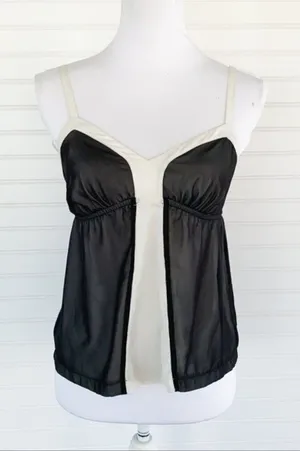 Elle Colorblock Empire Waist Camisole‎ XS Black Cream Adjustable Straps thumbnail 1