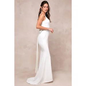 Lulus Loving Fate White Bow Square Neck Backless Maxi Dress Elegant Medium thumbnail 5