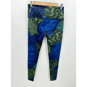 Noli Leggings‎ Women Blue Green Tropical Leaf Pull On Stretch Activewear Sz M thumbnail 2