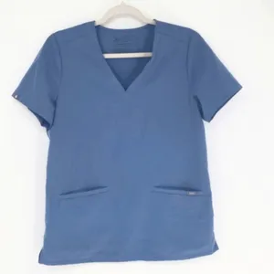 Figs Women's Casma Three-Pocket Scrub Top Size Small Blue V Neck Hospital Office thumbnail 1