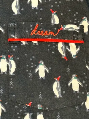 VTG Victoria's Secret The Dreamer Flannel Pj Set tuxedo Penguin Holiday cozy SM thumbnail 11