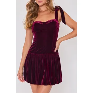 S24. Vici Veronica Velvet Bubble Hem Minidress thumbnail 4
