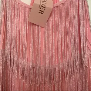 Maner Womens Bubblegum Pink Fringe Front Tank Top M Medium 38” NWT New thumbnail 5