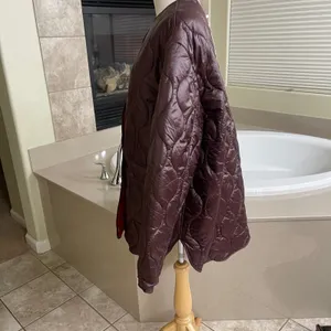 Mango MNG Anorak 012Melon Water Repellent Quilted Jacket Burgundy XXL NEW NWT thumbnail 2