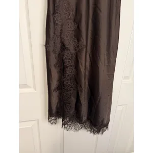 Zara Collection Y2K Lace Tank Dress‎ Satin Brown Fairy Festival Asymmetrical thumbnail 4