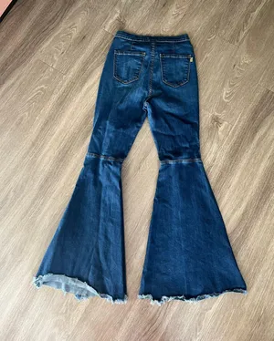 Vibrant Miu Blue Distressed Bell Bottoms Jeans thumbnail 6