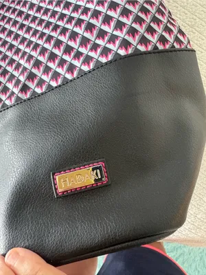 HADAKI by Kalencom Weekender Duffel Bag Pink Black Geometric Travel Shoulder thumbnail 8