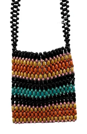 American Eagle Multicolor Boho‎ Retro Beaded Small Crossbody Purse thumbnail 1