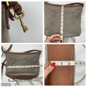 Fossil Leather Crossbody Bag Brown Purse Zippered Pockets Adjustable‎ Travel Bag thumbnail 12