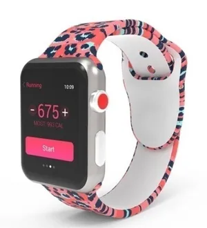 Pink Leopard Print Apple Watch Band 38mm 40mm Long Silicone Strap NWT thumbnail 1