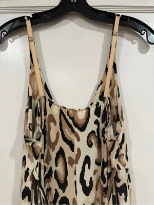 Ambrielle Leopard-Print Slip Dress in Beige, Brown & Black thumbnail 8