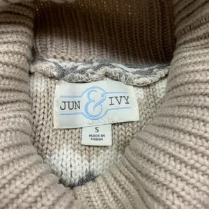 Jun & Ivy Turtleneck‎ Sweater Womens Small Beige Striped Knit Pullover Neutral thumbnail 6