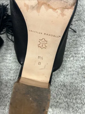 Loeffler Randall Clo Tassel Mules Womens 8.5 Black Leather stacked heels thumbnail 9