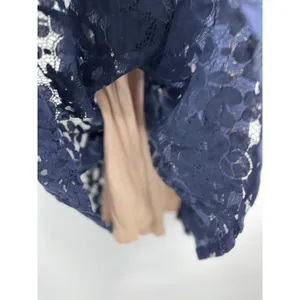 Blu Pepper Womens A-Line Flared Dress Crochet Lace Overlay Blue Medium NEW thumbnail 7