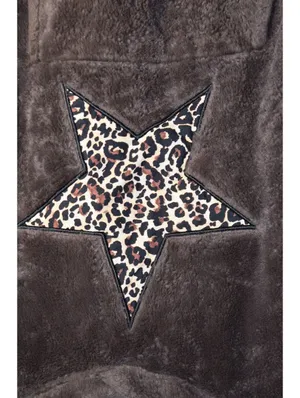No Boundaries Brown Fuzzy Fleece Hoodie Size XL (16-18) – Leopard Star Pullover thumbnail 4