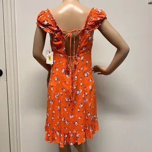 NWT Free People Orange Mini Dress with open back size S thumbnail 5