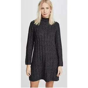 Madewell Donegal Rolled Mock Neck Ribbed Sweater Dress AF500 - Donegal Coal thumbnail 10