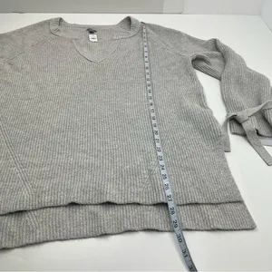 Aerie Terry Cloth Sweater Womens XL Grey Gray Wrist Tie Notch Neck‎ NEW *FLAWED thumbnail 9