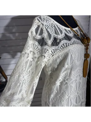 Tacera boho dress cream lace victorian bell sleeves romantic coquette fairy S thumbnail 10