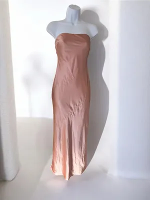 More To Come- Emma Strapless Satin Slip Dress in Blush Size XXS thumbnail 4