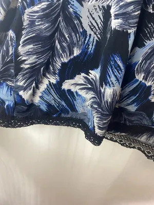 Aerie Blue Feather Print Lace Trim Satin Cami Tank Top Women’s Size XXL Sleepwea thumbnail 4