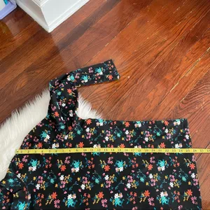 Black Floral Top PInk Orange Teal Mock neck Knit Blouse NWOT size large thumbnail 5
