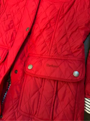 Barbour Bright Red Quilted Field Jacket thumbnail 6